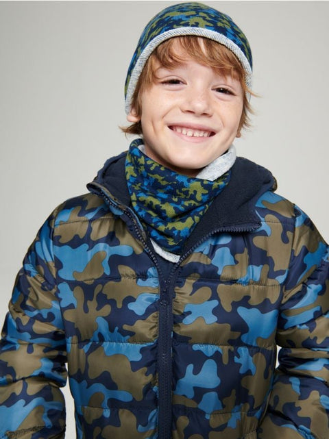 Sinsay Boy's Multicolor Camo Printed Puffer Hooded Jacket |Sinsay In Lebanon