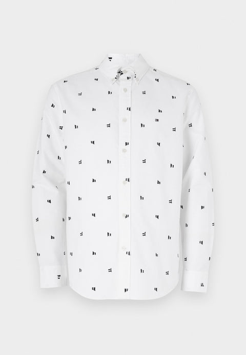 Tommy Hilfiger Men's White Embroidered Flag Cotton Shirt | Tommy Hilfiger In Lebanon