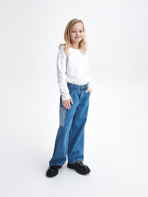 Reserved Girl's Blue Classic Denim Wide Leg Jeans | Reserved In Lebanon