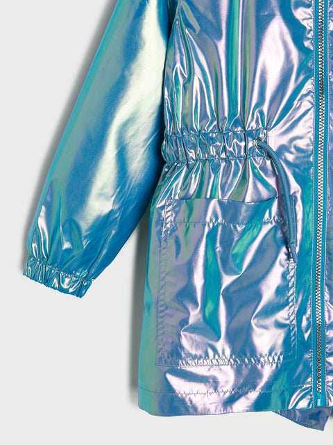 Holographic blue jacket on a white background