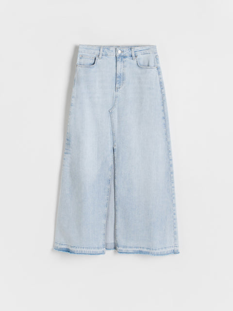 Reserved Women's Light Blue Front Cutout Maxi Denim Skirt | Reserved In Lebanon