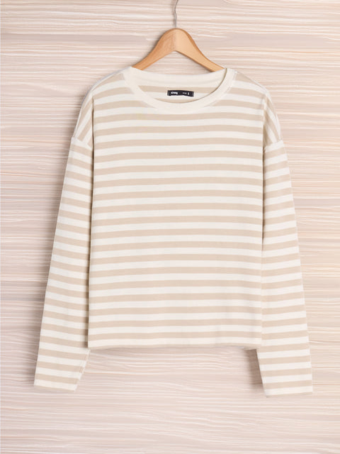 Sinsay Women's Beige/Off White Striped Long Sleeve Blouse | Sinsay In Lebanon