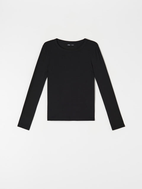 Sinsay Women's Black Rib Knit Long Sleeve Blouse | Sinsay In Lebanon