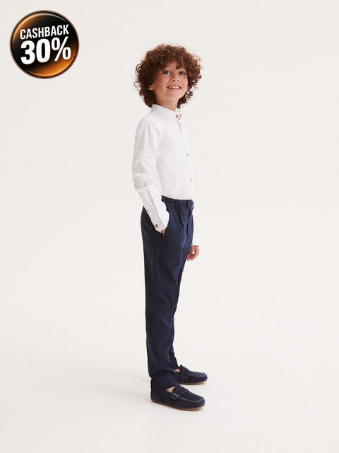 Reserved Boy's Navy Slim Fit Plaid Suit Trousers | Reserved In Lebanon