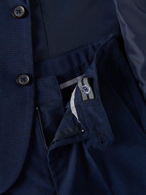 Reserved Boy's Navy Slim Fit Plaid Suit Trousers | Reserved In Lebanon