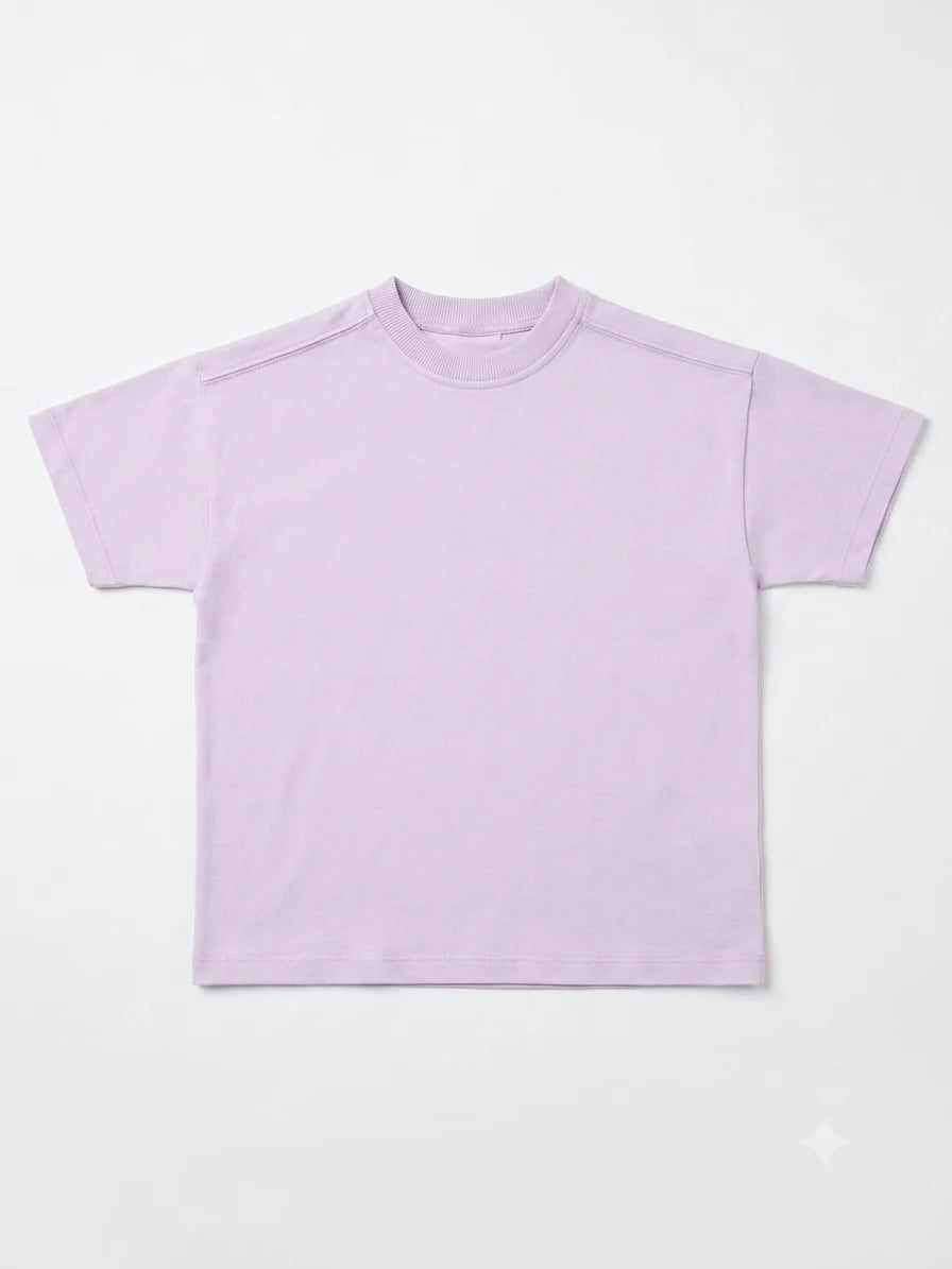 Zara Girl's Light Purple Plain Crew Neck T-Shirts | Zara In Lebanon