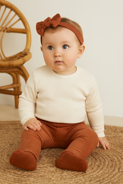 POMPdeLUX Baby Girl's Dusty Rose Velvet Leggings | POMPdeLUX in Lebanon