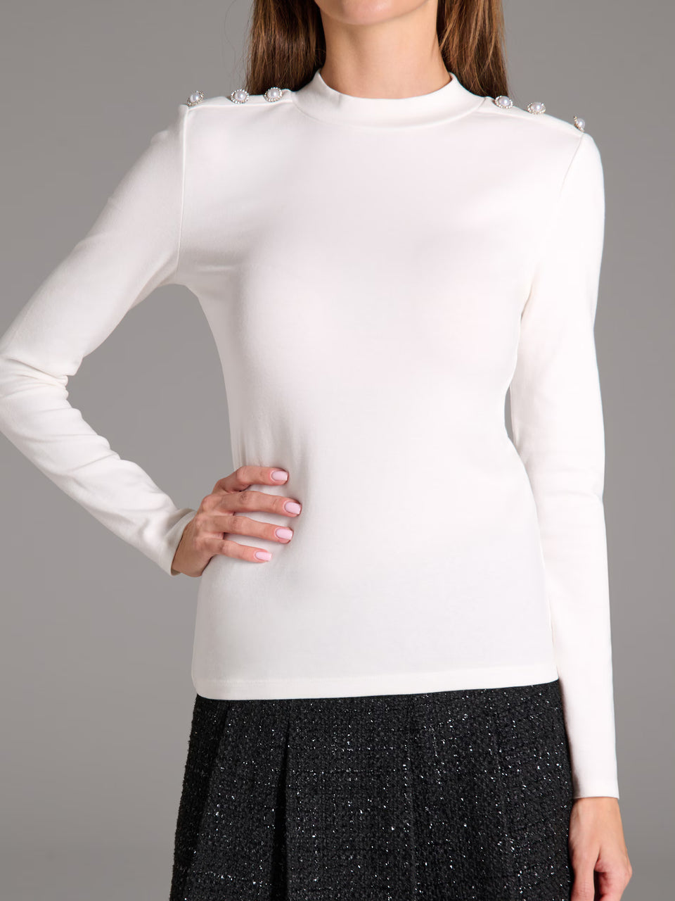 Sinsay Women's White Rhinestones Long Sleeves Blouse | Sinsay In Lebanon