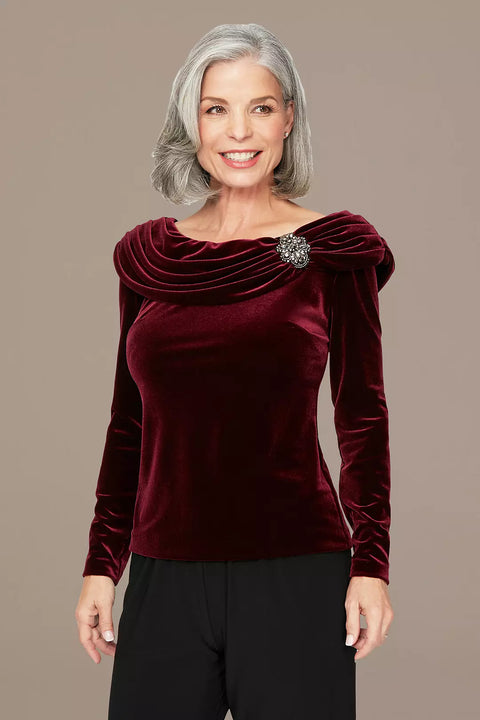 Alex Evenings Women's Plum Velvet Blouse | Alex Evenings In Lebanon