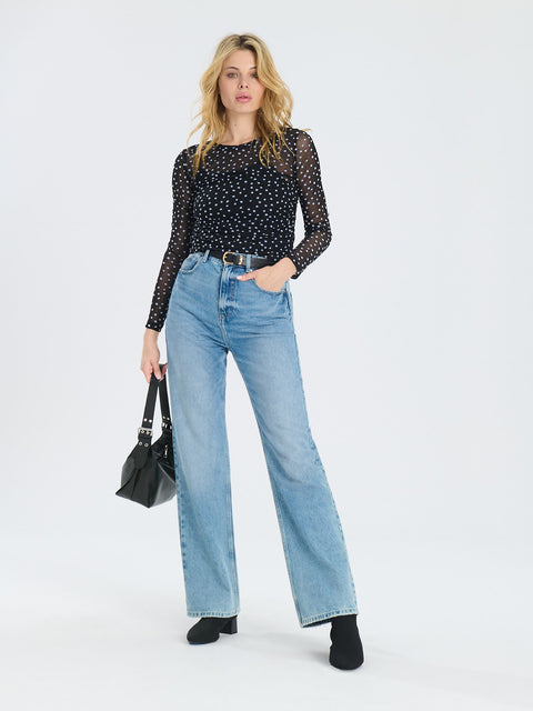 Sinsay Women's Black Polka Dot Long Sleeve Blouse | Sinsay In Lebanon