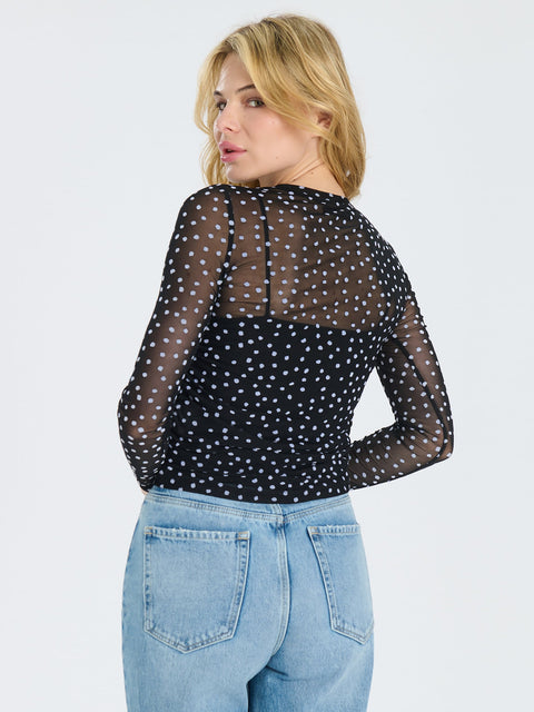 Sinsay Women's Black Polka Dot Long Sleeve Blouse | Sinsay In Lebanon
