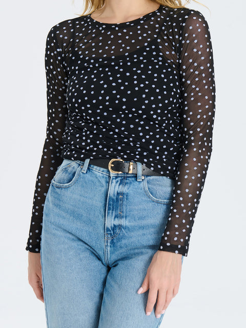 Sinsay Women's Black Polka Dot Long Sleeve Blouse | Sinsay In Lebanon