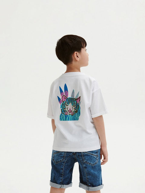Reserved Boy's White Printed T Shirt | Reserved In Lebanon
