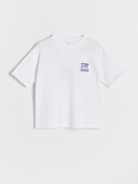 Reserved Boy's White Printed T Shirt | Reserved In Lebanon