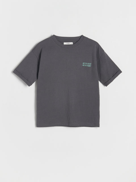 Reserved Boy's Dark Grey Oversized T-Shirt With Print | Reserved In Lebanon