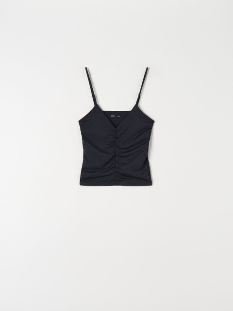 Sinsay Women's Black Gathered Style Spaghetti Strap Blouse | Sinsay In Lebanon