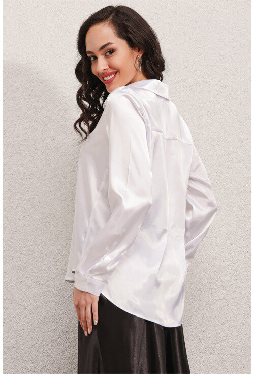 Merterium Women's Light Draped Satin Shirt |Merterium In Lebanon
