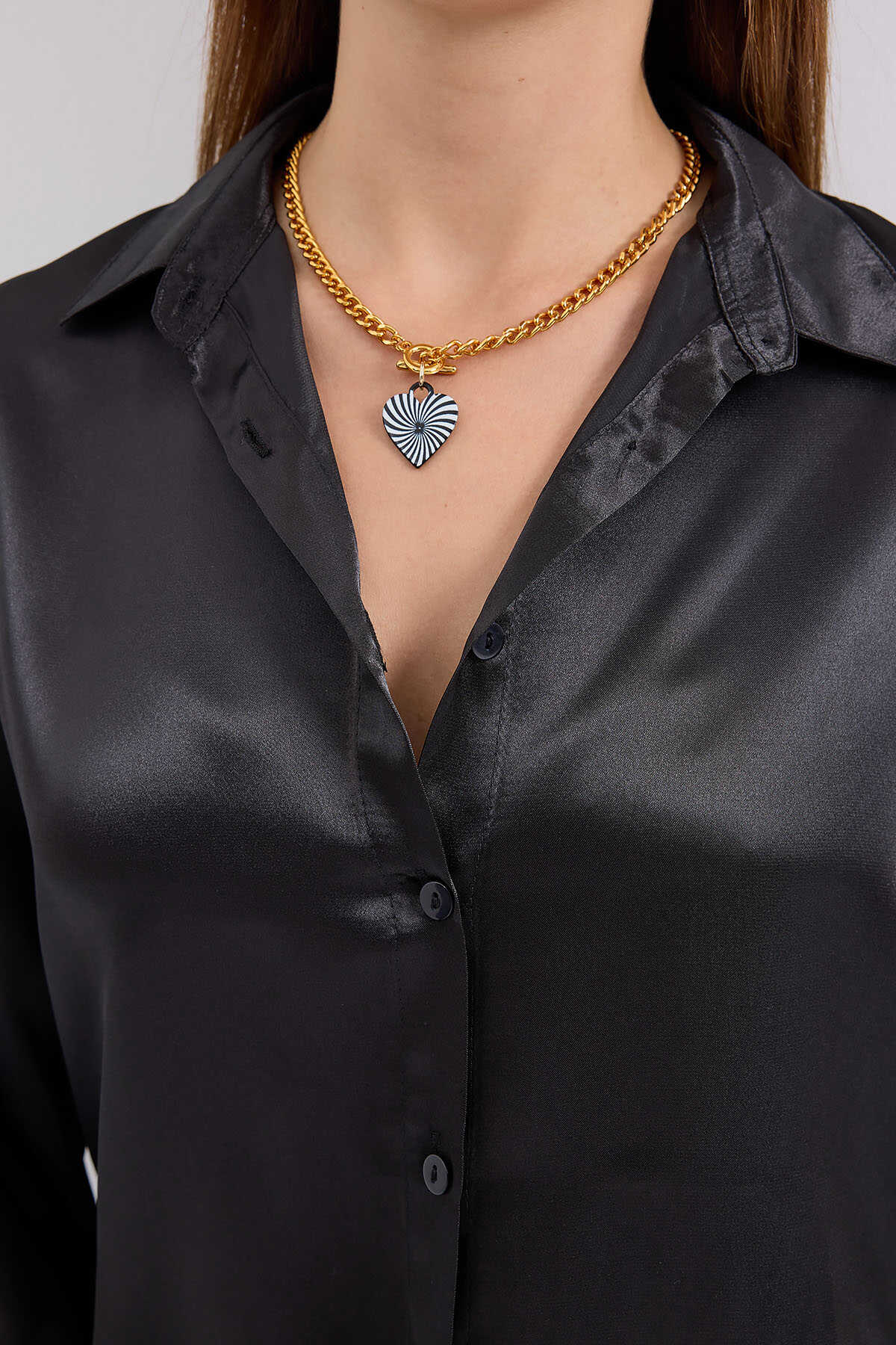 Big Dart Women's Black Lightly Flowing Satin Shirt | Big Dart In Lebanon