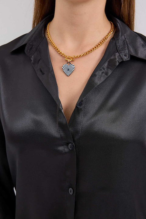 Big Dart Women's Black Lightly Flowing Satin Shirt | Big Dart In Lebanon