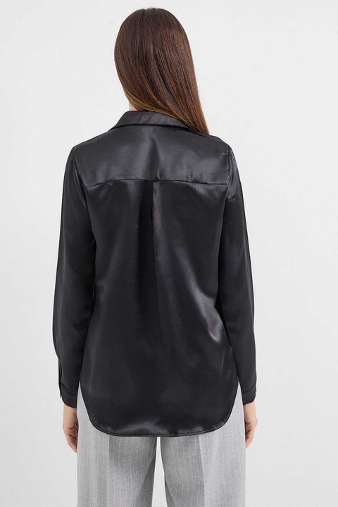 Big Dart Women's Black Lightly Flowing Satin Shirt | Big Dart In Lebanon