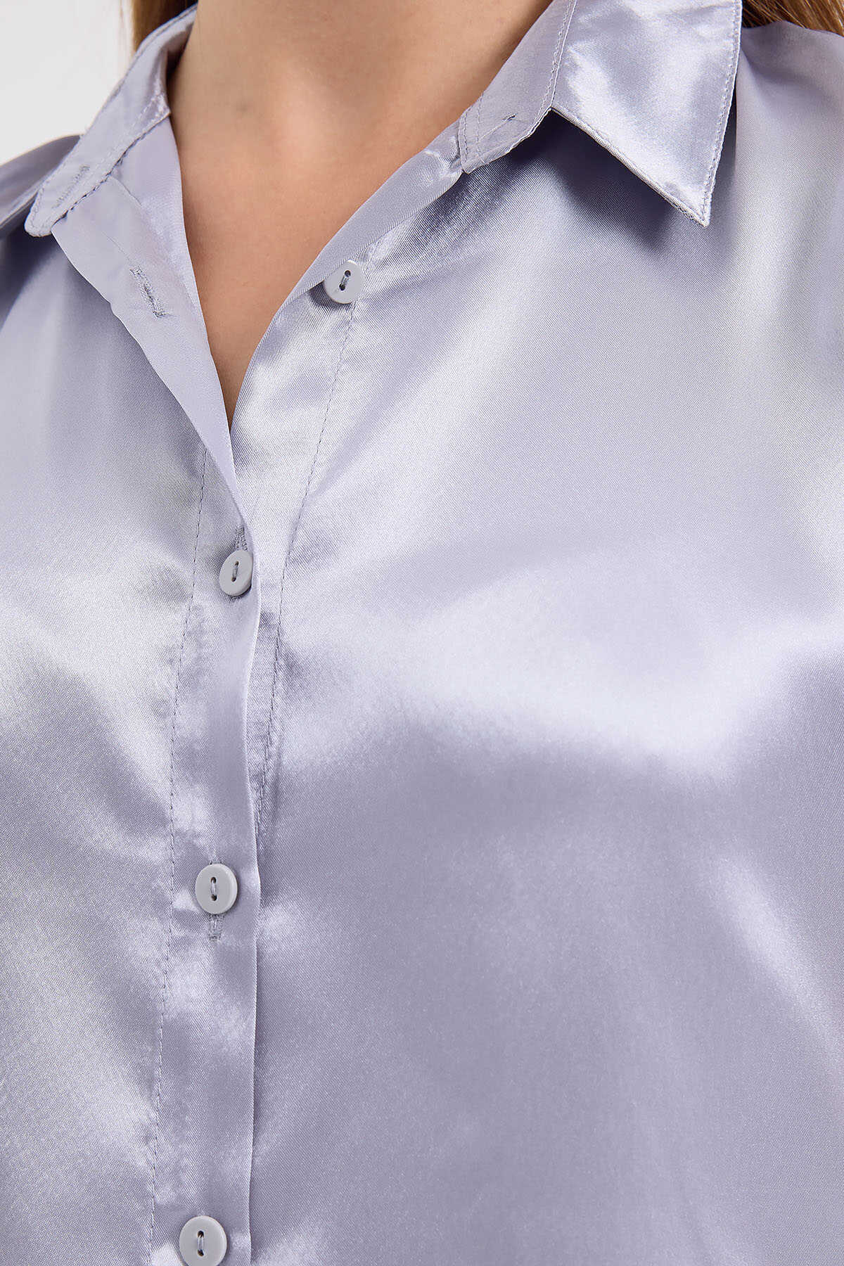 Big Dart Women's Gray Lightly Flowing Satin Shirt | Big Dart In Lebanon
