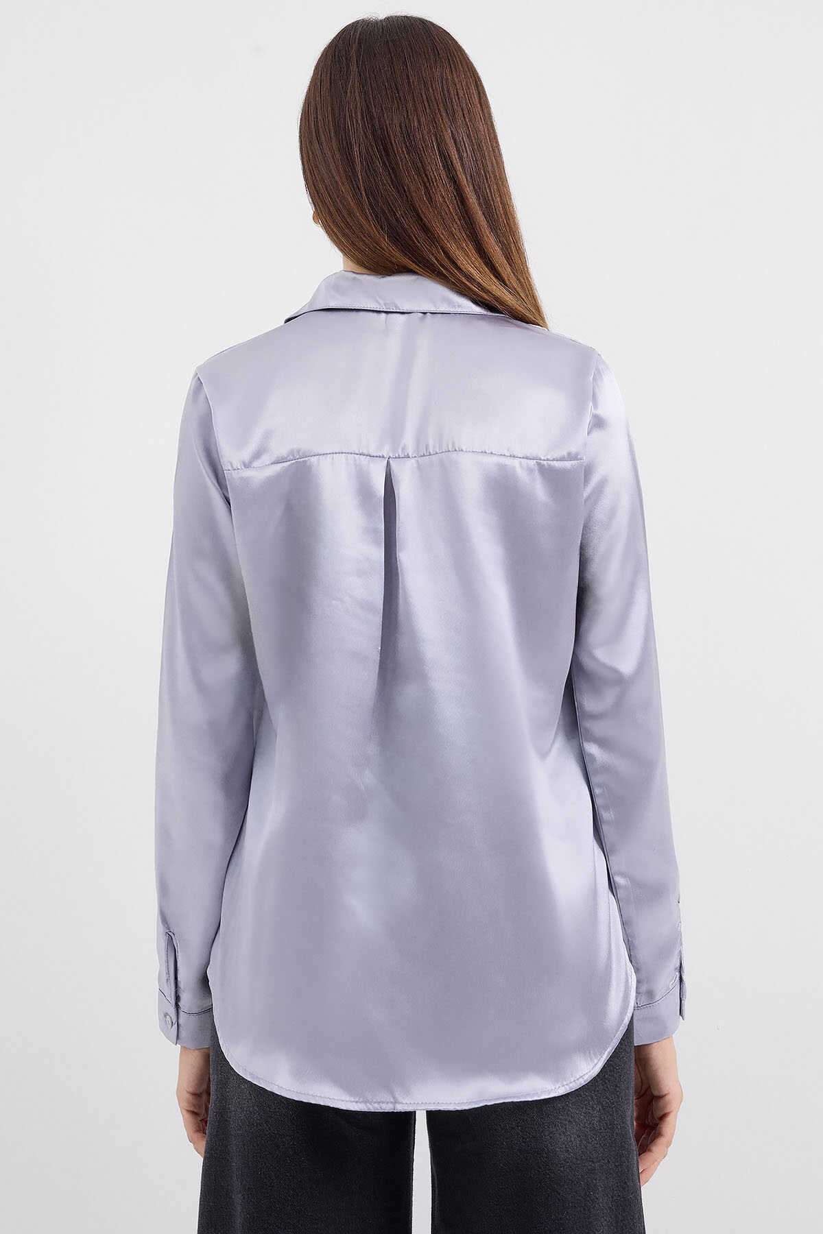 Big Dart Women's Gray Lightly Flowing Satin Shirt | Big Dart In Lebanon