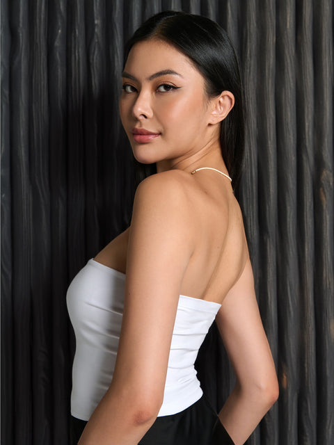 Sinsay Women's White Sleeveless Bandeau Crop Top | Sinsay In Lebanon
