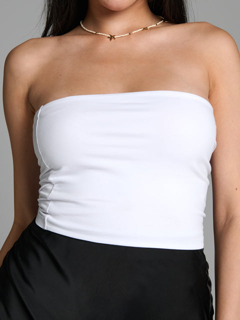 Sinsay Women's White Sleeveless Bandeau Crop Top | Sinsay In Lebanon