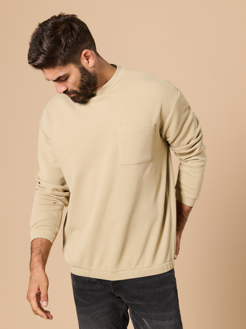 Sinsay Men's Beige Textured Pocket Sweatshirt | Sinsay in Lebanon