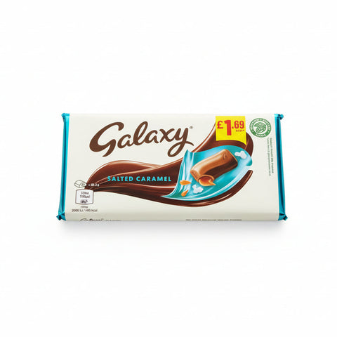 Galaxy Salted Caramel chocolate bar packaging on a white background