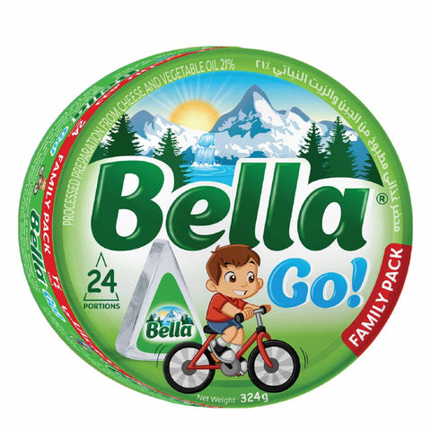 Bella Go! family pack container with a child on a bike illustration