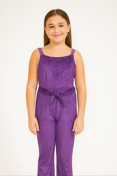 Terranova Girl's Purple Glitter Jumpsuit  | Terranova In Lebanon