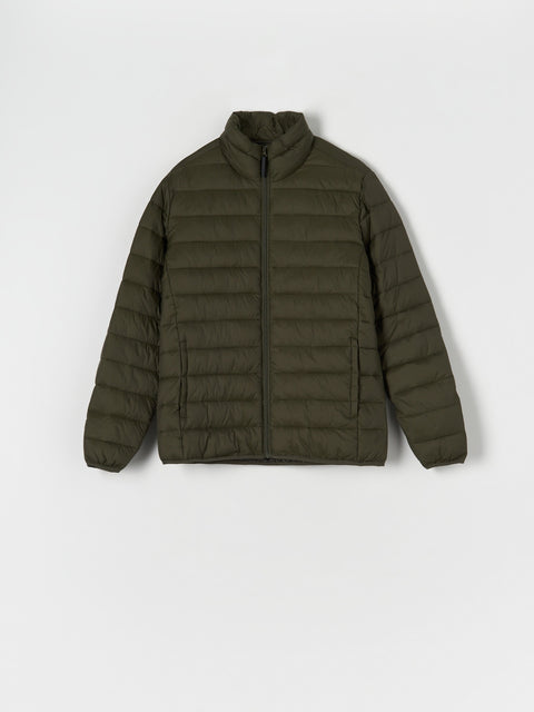 Sinsay Men's Olive Green Quilted Puffer Stand Up Collar Jacket|Sinsay In Lebanon