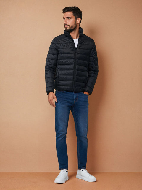 Sinsay Men's Black Quilted Puffer Stand Up Collar Jacket|Sinsay In Lebanon