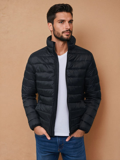 Sinsay Men's Black Quilted Puffer Stand Up Collar Jacket|Sinsay In Lebanon