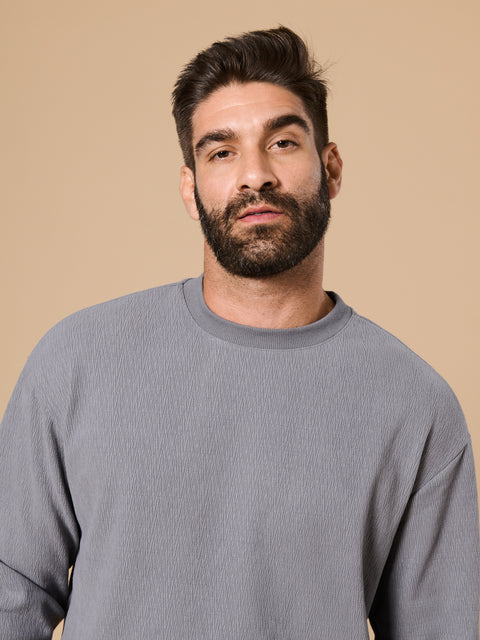 Sinsay Men's Grey Round Neckline Sweatshirt | Sinsay In Lebanon