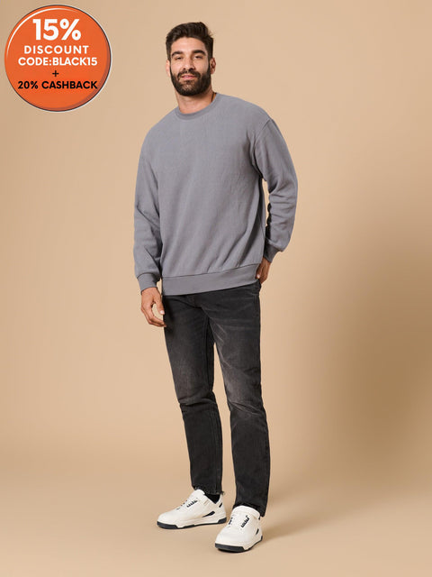 Sinsay Men's Grey Round Neckline Sweatshirt | Sinsay In Lebanon