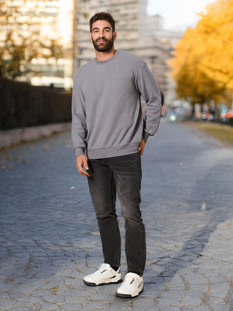 Sinsay Men's Grey Round Neckline Sweatshirt | Sinsay In Lebanon
