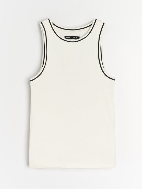 Sinsay Women's White Ribbed Sleeveless Crew Neck Top|Sinsay In Lebanon