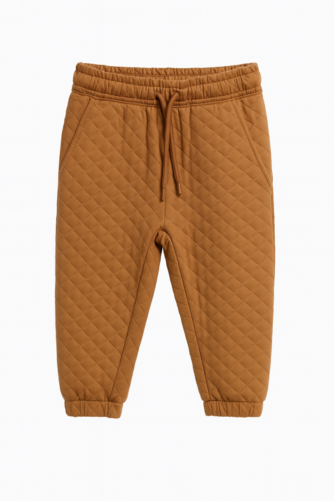 POMPdeLUX Baby Girl Camel Quilted Sweatpants | POMPdeLUX in Lebanon