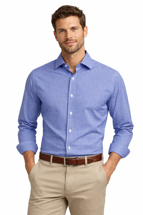 Tommy Hilfiger Men's Blue Checkered Regular-Fit Stretch Shirt | Tommy Hilfiger In Lebanon