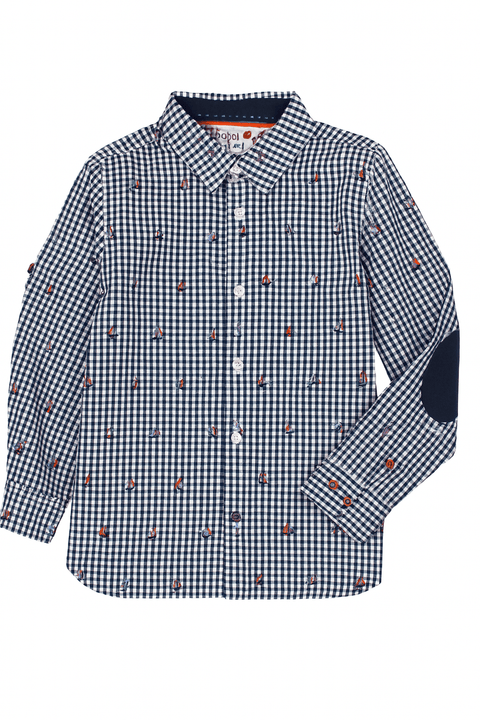 Boboli Boy's White/Navy Crowbar Shirt| Boboli in Lebanon