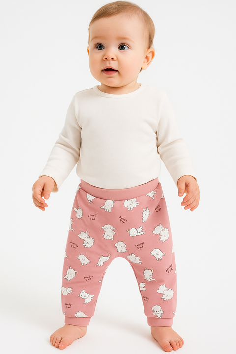 Sinsay Fox & Bunny Baby Girl's Pink Printed Harem Sweatpants | Sinsay In Lebanon