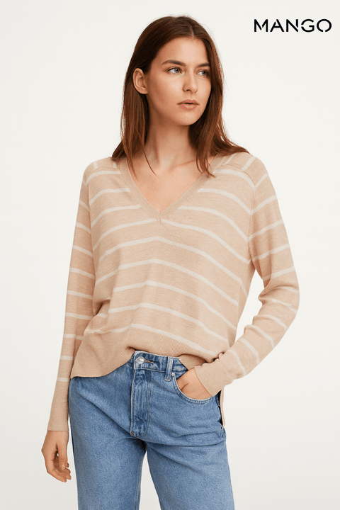 Mango Women's Rose Striped Long-Sleeve Blouse| Mango in Lebanon