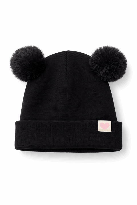 Sinsay Girl's Black Rib Knit Beanie Hat With Pompom|Sinsay In Lebanon