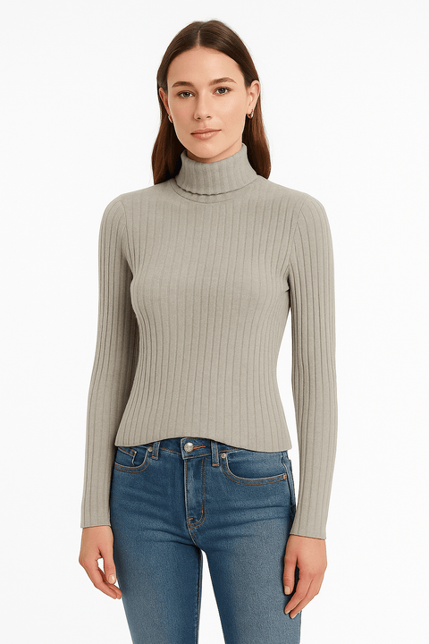 Mango Women's Grey Long Sleeve Ribbed Blouse | Mango In Lebanon