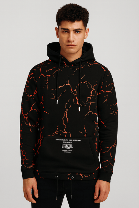 Redefined Rebel Men's Black With Lightning Red Printed Hoodie | Redefined Rebel In Lebanon
