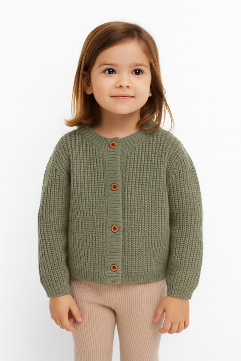 POMPdeLUX Girl's Dusty Green Gainesville Knit Cardigan| POMPdeLUX in Lebanon