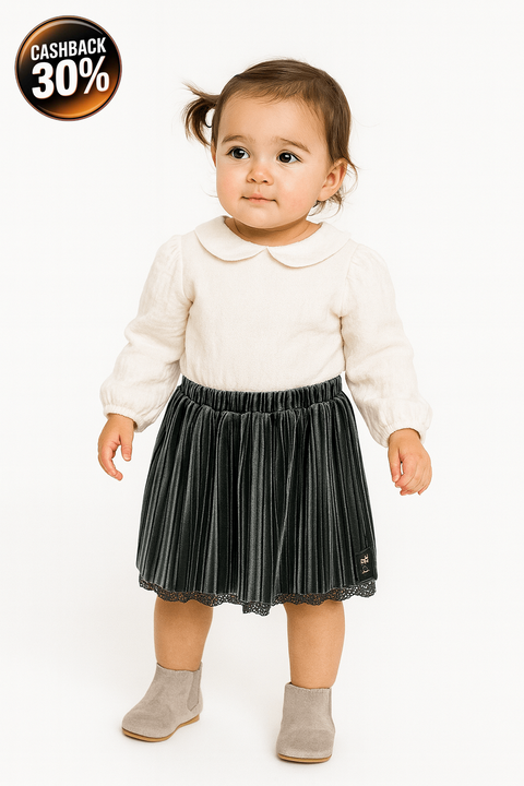 Boboli Baby Girl's Grey Velvet Skirt| Boboli in Lebanon