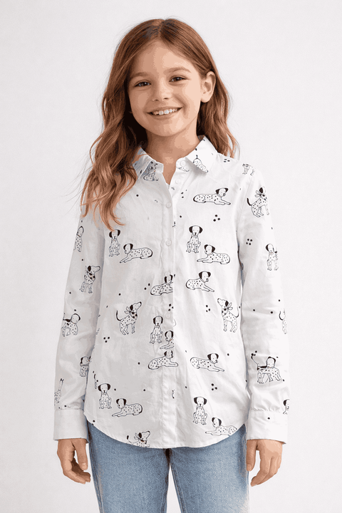 Reserved  Girl's White Dog Shirt |Reserved in Lebanon